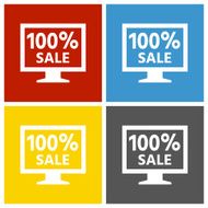 Computer Monitor icon on square buttons - SquareSeries N136