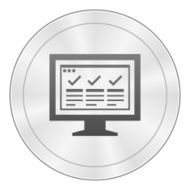 Computer Monitor icon on a round button - SharpSeries N43