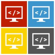 Computer Monitor icon on square buttons - SquareSeries N144