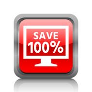Computer Monitor icon on a square button - RubyRedSeries N2