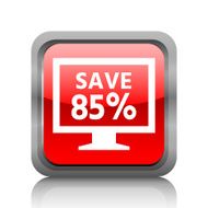 Computer Monitor icon on a square button - RubyRedSeries N5