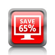 Computer Monitor icon on a square button - RubyRedSeries N9