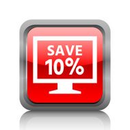 Computer Monitor icon on a square button - RubyRedSeries N20