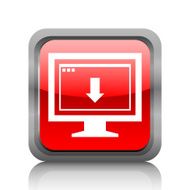 Computer Monitor icon on a square button - RubyRedSeries N63