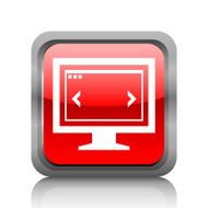 Computer Monitor icon on a square button - RubyRedSeries N66