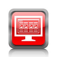 Computer Monitor icon on a square button - RubyRedSeries N70