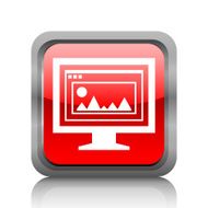 Computer Monitor icon on a square button - RubyRedSeries N71