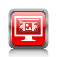 Computer Monitor icon on a square button - RubyRedSeries N75