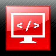 Computer Monitor icon on a square button - SleekSeries N89