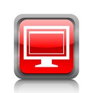 Computer Monitor icon on a square button - RubyRedSeries N84