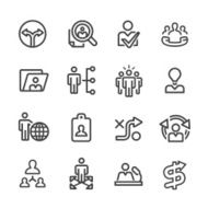 Human Resource and Business Strategy Icons - Line Series