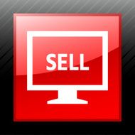 Computer Monitor icon on a square button - SleekSeries N106