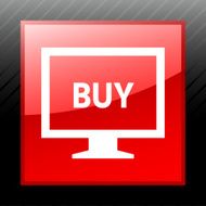 Computer Monitor icon on a square button - SleekSeries N115