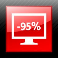 Computer Monitor icon on a square button - SleekSeries N128