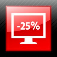 Computer Monitor icon on a square button - SleekSeries N142