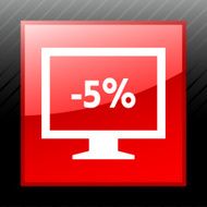 Computer Monitor icon on a square button - SleekSeries N146