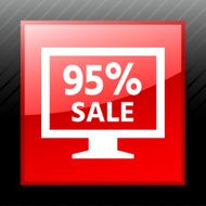 Computer Monitor icon on a square button - SleekSeries N147