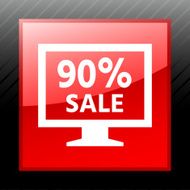 Computer Monitor icon on a square button - SleekSeries N148