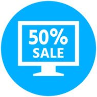 Computer Monitor icon on a round button - RoundSeries N7