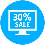 Computer Monitor icon on a round button - RoundSeries N11