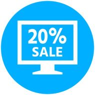 Computer Monitor icon on a round button - RoundSeries N13