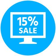 Computer Monitor icon on a round button - RoundSeries N14