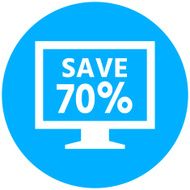 Computer Monitor icon on a round button - RoundSeries N23