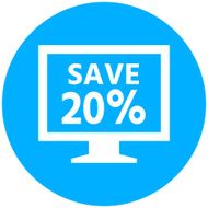 Computer Monitor icon on a round button - RoundSeries N33