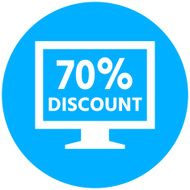 Computer Monitor icon on a round button - RoundSeries N43