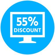 Computer Monitor icon on a round button - RoundSeries N46
