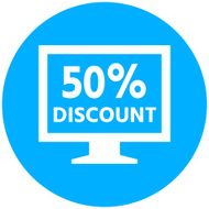 Computer Monitor icon on a round button - RoundSeries N47