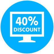 Computer Monitor icon on a round button - RoundSeries N49