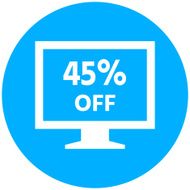 Computer Monitor icon on a round button - RoundSeries N62