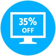 Computer Monitor icon on a round button - RoundSeries N63