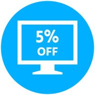 Computer Monitor icon on a round button - RoundSeries N66