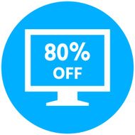 Computer Monitor icon on a round button - RoundSeries N69