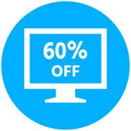 Computer Monitor icon on a round button - RoundSeries N71