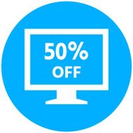Computer Monitor icon on a round button - RoundSeries N72