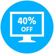 Computer Monitor icon on a round button - RoundSeries N73