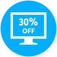 Computer Monitor icon on a round button - RoundSeries N74