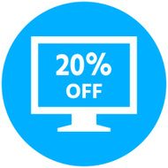 Computer Monitor icon on a round button - RoundSeries N75