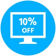 Computer Monitor icon on a round button - RoundSeries N76