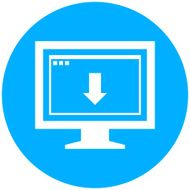 Computer Monitor icon on a round button - RoundSeries N78