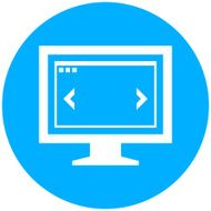 Computer Monitor icon on a round button - RoundSeries N81