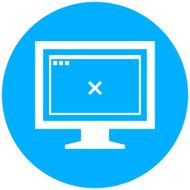 Computer Monitor icon on a round button - RoundSeries N82