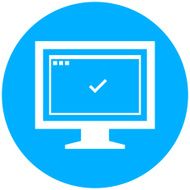 Computer Monitor icon on a round button - RoundSeries N83