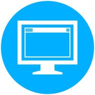 Computer Monitor icon on a round button - RoundSeries N98