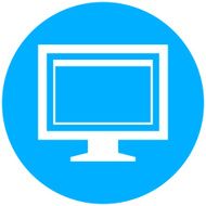 Computer Monitor icon on a round button - RoundSeries N99