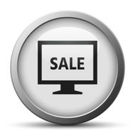 Computer Monitor icon on a silver button - SilverSeries N105