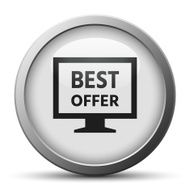 Computer Monitor icon on a silver button - SilverSeries N126